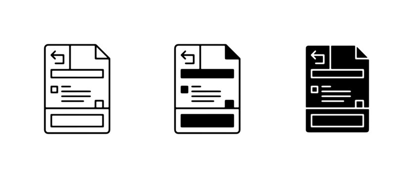 Document Icons Set: Outline, Filled, and Silhouette Styles for Forms, Reports, and Data Entry