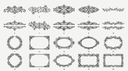 Fototapeta premium Elegant Ornate Dividers and Decorative Borders A Collection of Vintage Flourishes and Frames for Design