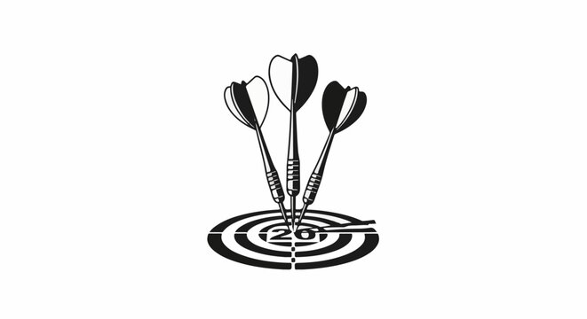 Three darts impale a circular target marked with the number twenty
