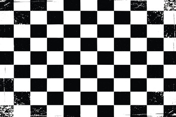 Obraz premium Checkered pattern of black and white squares distressed texture geometric design silhouette high quality professional detailed modern