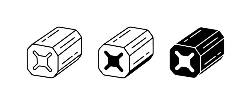 Hardware Fastener Icons, Hexagonal Screw Caps, Industrial Components, Minimalist Vector Graphics