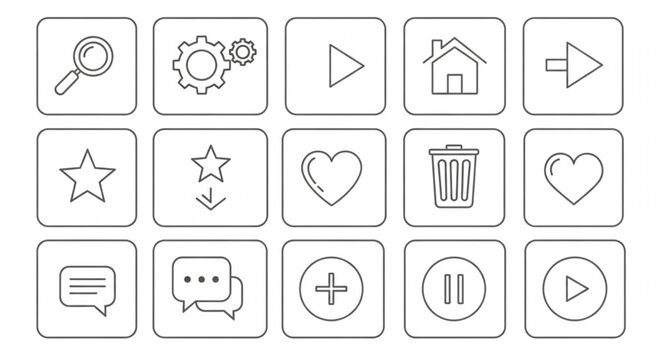 Collection of web interface icons.