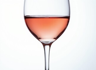 Naklejka premium Clear glass holds pink rose wine, a refreshing beverage. This elegant drink is perfect for celebrations, parties, or quiet evenings. Sophisticated drink, alcohol refreshment for special moments.
