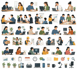 Fototapeta premium Business people collaborating and working in an office environment