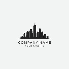 Obraz premium Modern City Skyline Silhouette Logo Design for Company Branding.