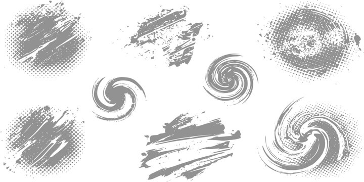 Abstract Graphic Element Collection: A curated collection of abstract graphic elements, comprising an assortment of textures and swirls in muted tones, ideal for design application.