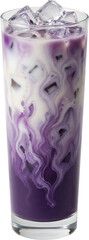 Fototapeta premium Classic Iced Ube Latte with Creamy Milk and Natural Purple Swirls