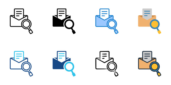 Packet inspection icons set multiple style collection. Editable stroke 
