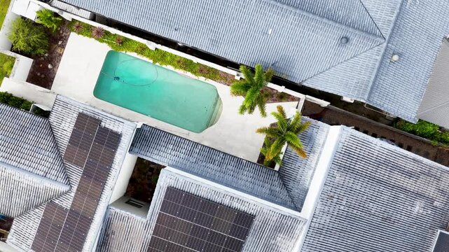 Aerial Top Down View of Luxury Gold Coast Home and Pool