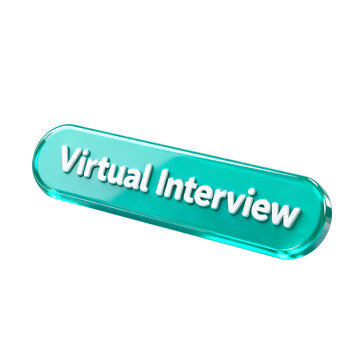 3D Virtual Interview Desk Sign - Online Recruitment and HR Assessment Symbol