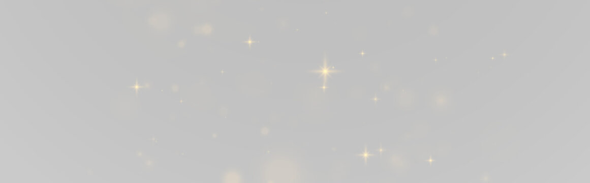 White and gold sparkle dust with luminous reflections and glowing haze. Gentle light forms magical mood. Perfect design element for icons. png
