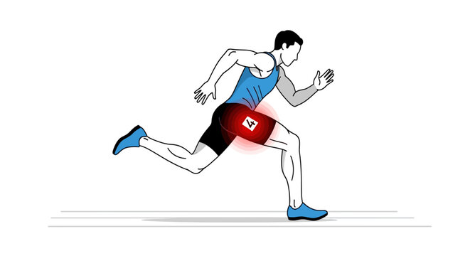 Male runner suffering from gluteal or hip muscle pain