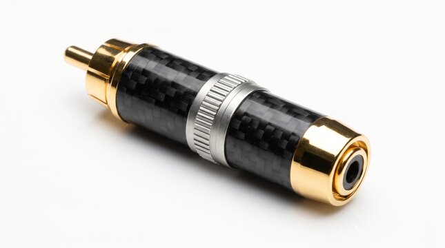 Highend rca to 35mm audio adapter connector isolated on white background