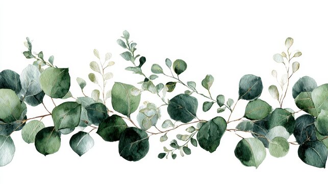 Botanical border artwork featuring eucalyptus leaves for save-the-date designs
