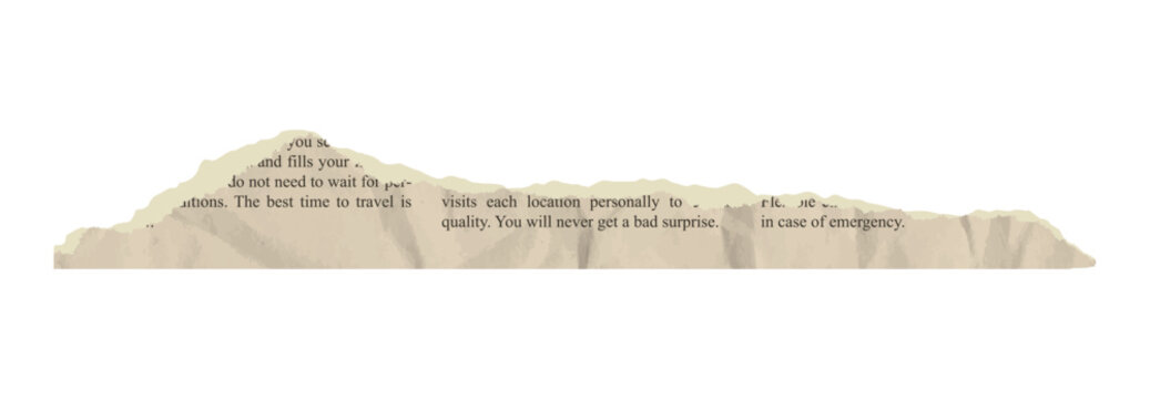Vintage torn newspaper vector note with jagged paper rip edge effect. Ripped article clipping page news collage scrapbook document. Crumpled tape patch scratch sheet communication dummy text template.