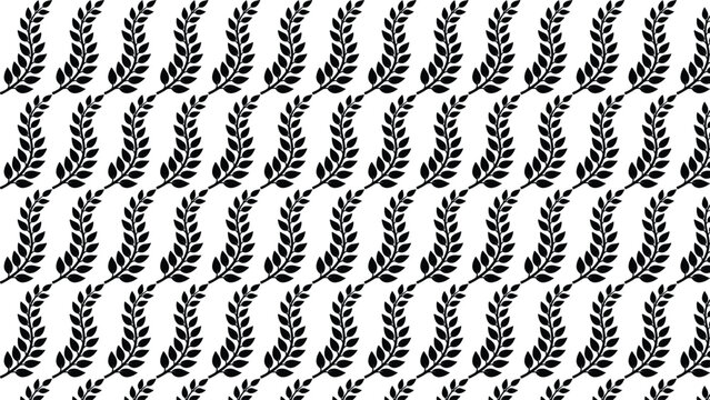 Abstract laurel wreath pattern illustration, modern black‑white vector design with classical victory symbolism and optical rhythm