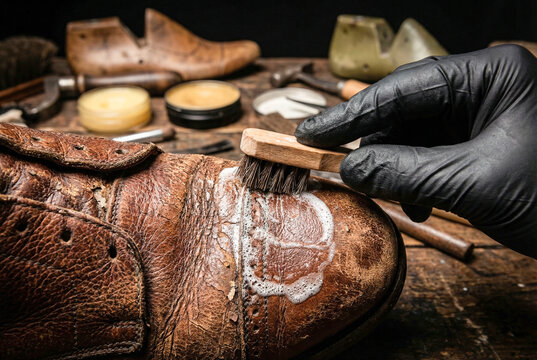 Leather saddle restoration cobbler workshop traditional craftsman tools heritage leather work bridle horse equipment