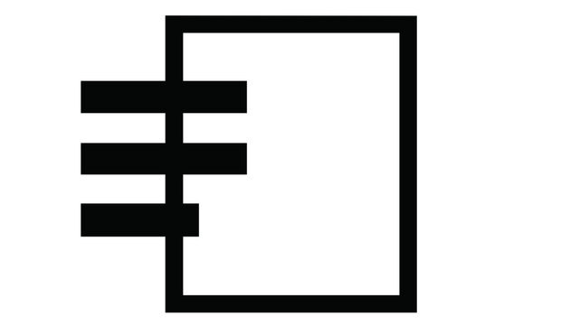 Minimalist vector icon illustration of a document with black bars masking sensitive information, representing data privacy, censorship, and confidential files in a clean flat line art style.