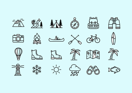 Travel and Adventure Icons set of icons for christmas