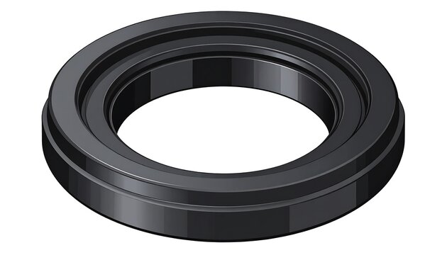 Black rubber seal gasket industrial component.