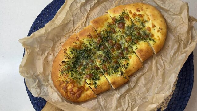 Beautiful presentation of garlic bread roll