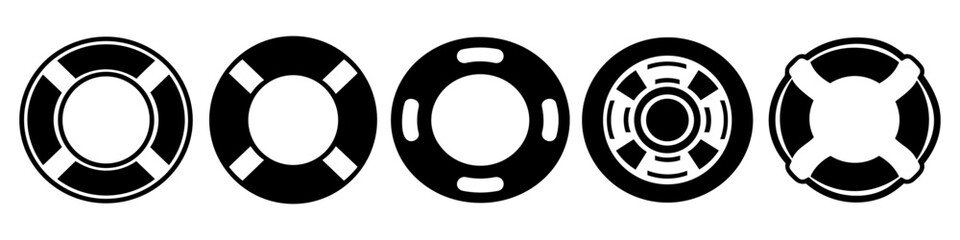 Lifebuoy icon set for safety, rescue and marine concepts © Rani