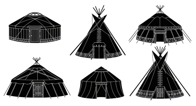 Traditional Native American Teepees Structures.