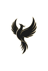 Fototapeta premium Stylized phoenix illustration with golden wings and black background