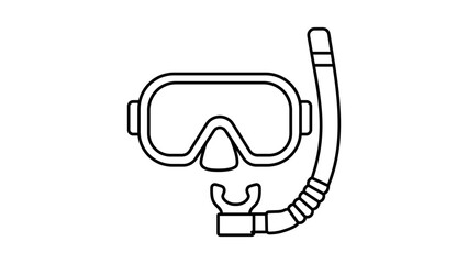 Clean snorkel mask vector illustration with an editable stroke, perfect for nautical sports and marine equipment branding, featuring a minimalist outline and adjustable line weight design. © Soniya