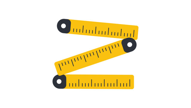 Folding rule vector icon illustration. Professional measurement tool for construction and carpentry. Minimalist black outline design on white background. Scalable and precise hand-drawn graphic.