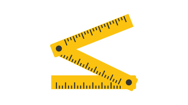 Hand-drawn folding rule vector icon with a customizable editable stroke. This minimalist illustration of a classic carpenter measurement tool is perfect for construction and woodworking design