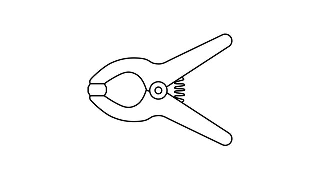 Heavy duty spring clamp vector icon with editable stroke, professional tool illustration for industrial clamping and fixing tasks, adjustable line weight scalable minimalist hardware line art.