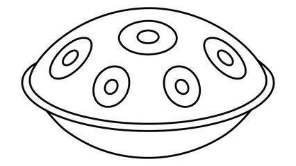 Minimalist handpan musical instrument vector icon featuring an editable stroke for easy customization. Perfect for music, sound healing, and meditation themes. Clean hand-drawn outline illustration. © Zunaira