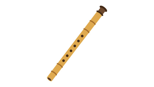 Hand drawn minimalist vector illustration of a traditional ney flute wind instrument showcasing ethnic musical heritage and cultural sounds, clean scalable vector icon for world music projects.