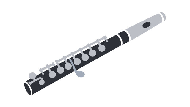 Hand-drawn minimalist vector illustration of a classical piccolo flute instrument, perfect for symphony orchestra designs, musical education materials, and elegant graphic resources.