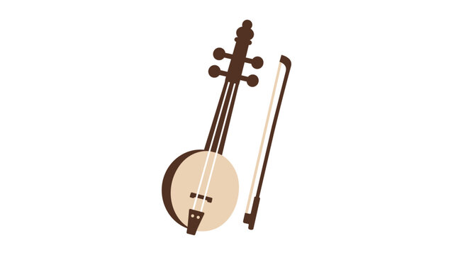 Elegant hand-drawn minimalist vector illustration of a traditional rebab string instrument, perfectly capturing its unique cultural heritage for musical education and graphic design.