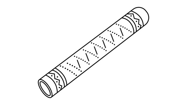 Hand-drawn minimalist vector icon illustration of a traditional rainstick percussion instrument featuring an editable stroke for customizable line weight in your musical design projects.