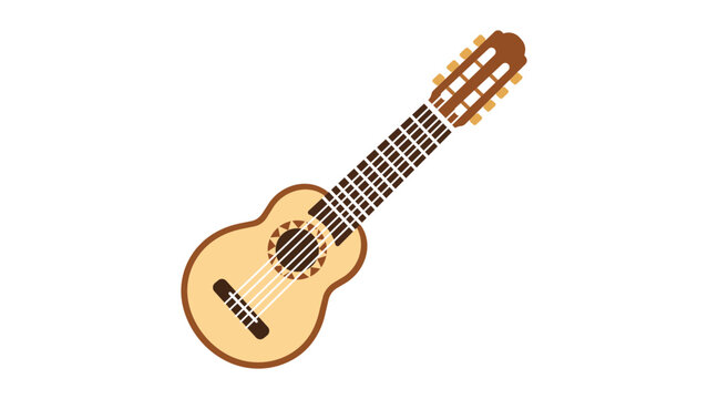 Professional hand-drawn vector illustration of a charango, a unique South American string instrument, rendered in a clean minimalist line art style for use in musical icons, apps, and cultural