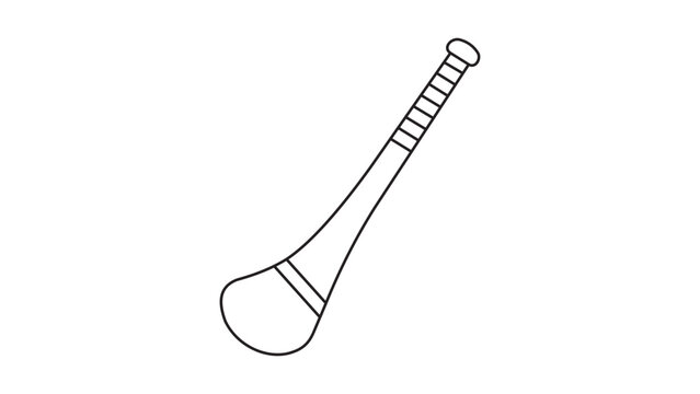 Professional hurling stick illustration with adjustable stroke weight, perfect for minimalist sports logos, traditional Irish athletics graphics, and scalable hand-drawn vector designs for gym