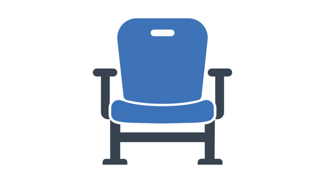 Minimalist stadium seat vector icon illustration for sports arena seating and stadium bleacher symbol, hand-drawn outline design for athletic venue maps and spectator stands visual elements.