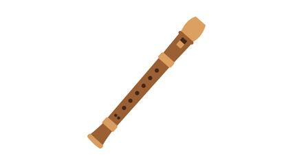 Classic wooden recorder musical instrument vector icon with editable stroke. Hand-drawn line illustration of a flute woodwind for education and music performance, adjustable stroke weight. © Rabia