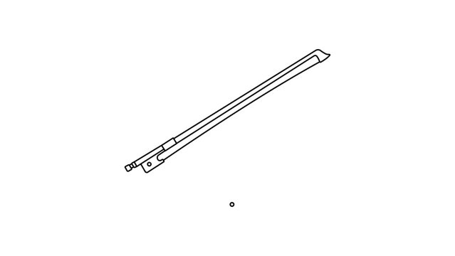 Hand-drawn violin bow vector icon illustration with editable stroke. Customizable minimalist outline for musical instrument education and symphony orchestra performance graphic design resources.