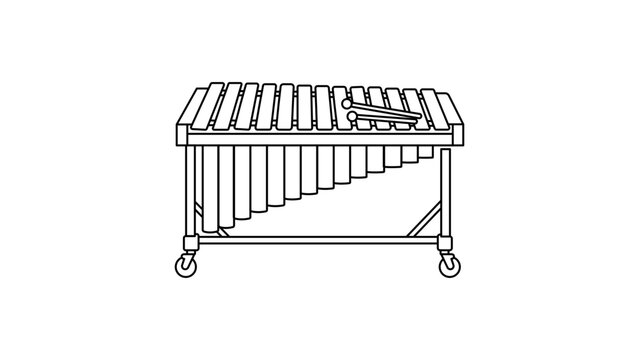 Symphonic vibraphone percussion icon with customizable line weight. Minimalist hand-sketched vector illustration for professional orchestral music branding and melodic instrument design.
