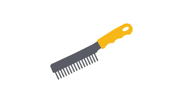 Industrial wire brush vector icon illustration for cleaning and surface preparation. Professional hand-drawn minimalist outline graphic for hardware and construction tool catalog design needs.