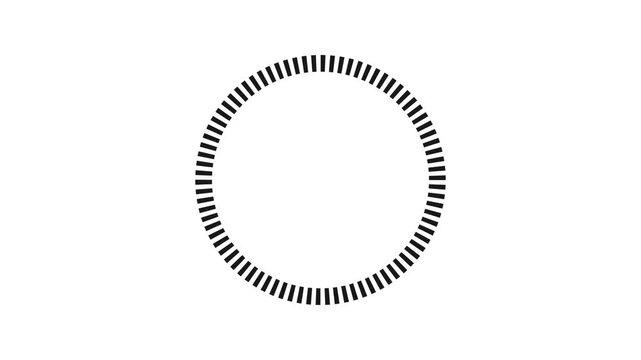 Rectangular elements arranged on a circular path rotating synchronously - animated illustration