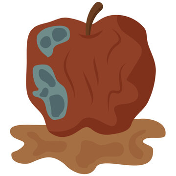 rotten apple, spoiled apple vector.