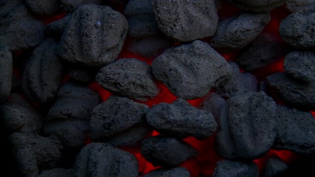 burning hot coal in close up coals energy fossil 4k HD