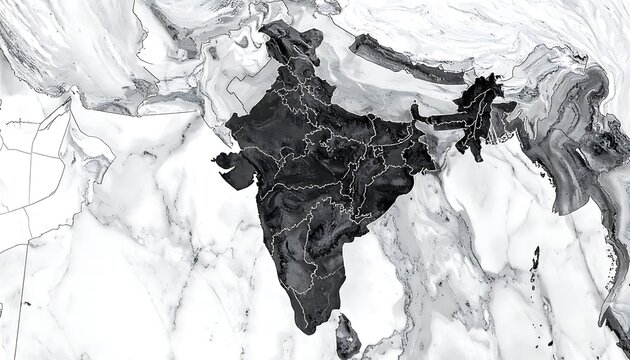 India map highlighted with population density and major cities, showing global connections and urban growth, ideal for travel and demographic concepts