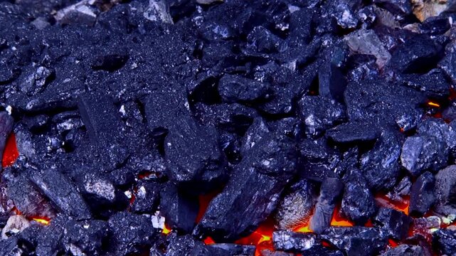 burning hot coal in close up coals energy fossil 4k HD