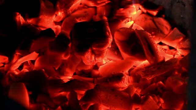 burning hot coal in close up coals energy fossil 4k HD